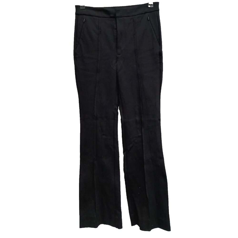 The Essential By Anthropologie Flare Leg Pants Womens 8 Black Ponte BOHO Office